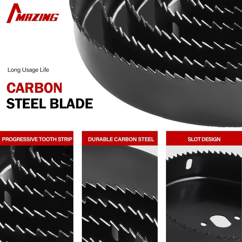 MAZING Hole Saw Set 19PCS Hole Saw Kit with 3/4" to 5" (19mm-127mm) Saw Blades, Mandrels, Installation Plate, Drill Bits, Hex Key and Case, Ideal for Drywall, Soft Wood, Plywood, Plastic, PVC Board - Image 2